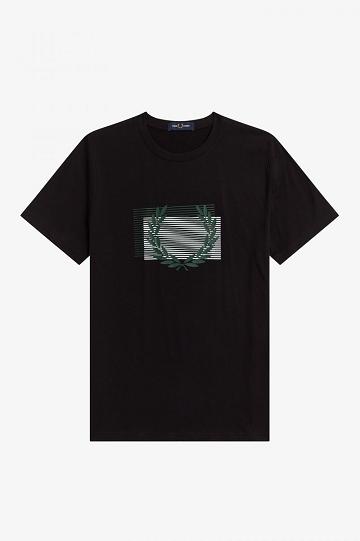 Fred Perry Glitch Graafinen Miesten T Paidat Mustat | FI 1376KORI